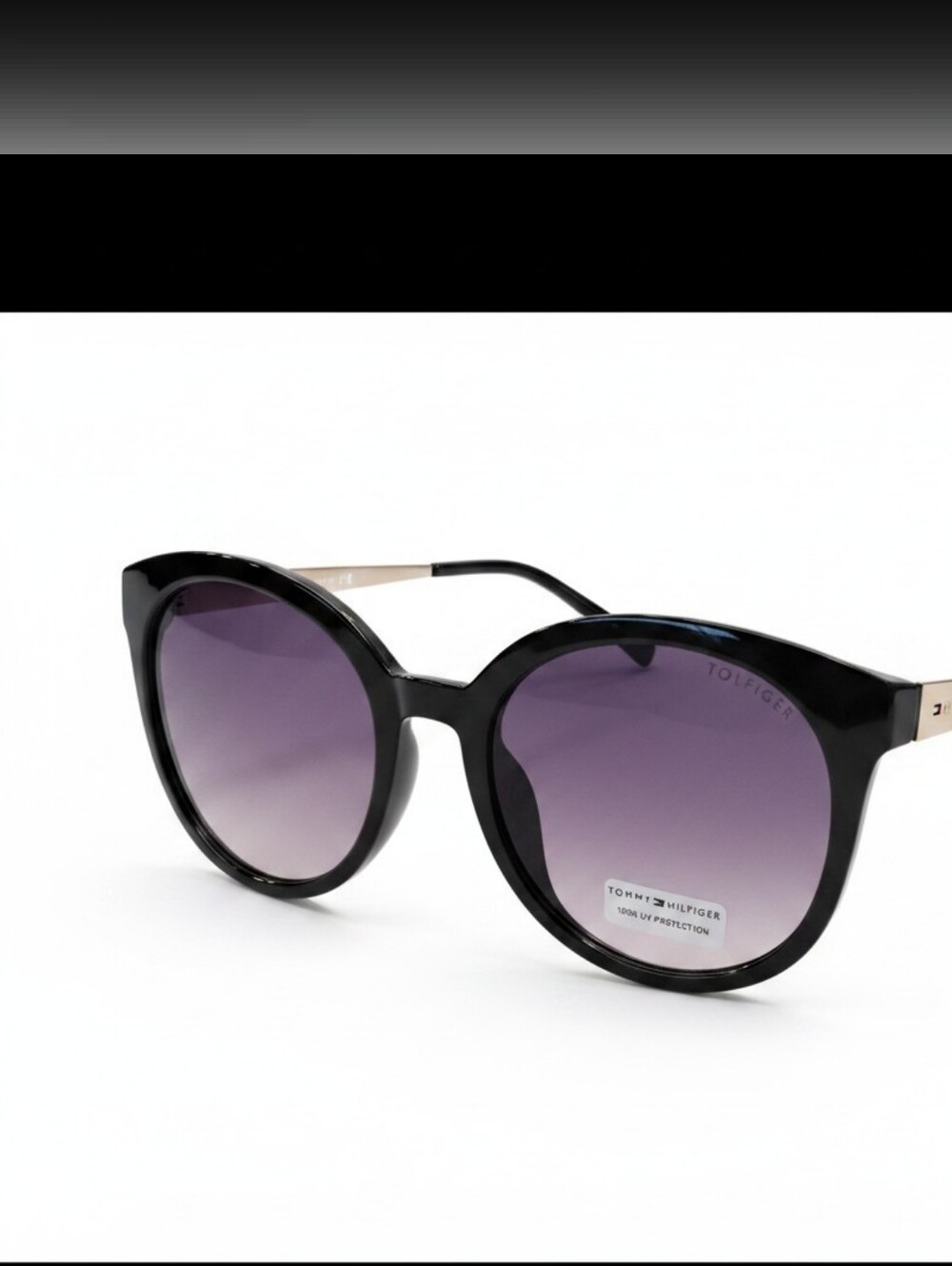 Tommy Hilfiger Black Frames with Purple Gradient Lenses, Women's Sunglasses, New